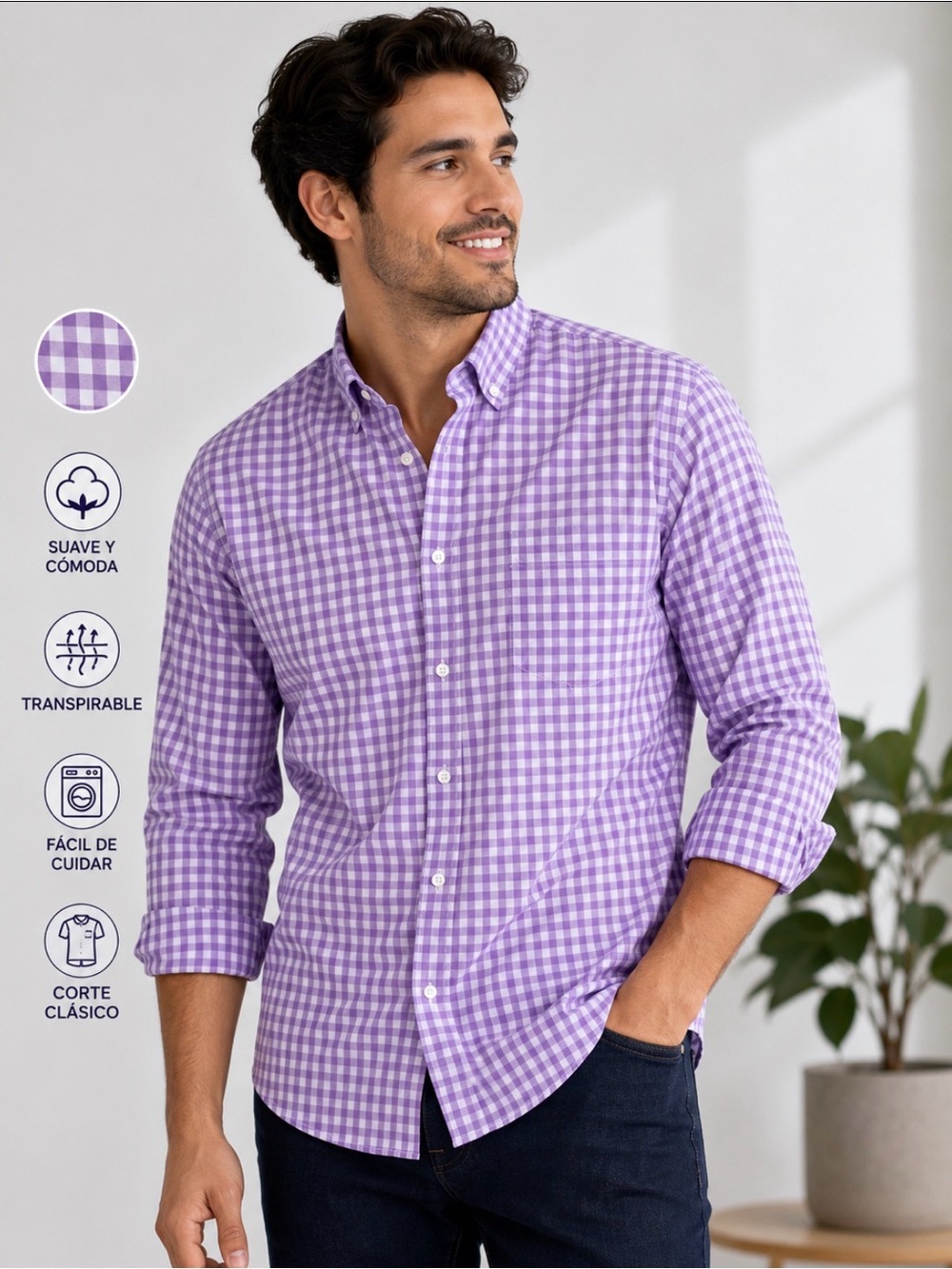 Vineyard Vines OTG brrr® Purple Gingham Shirt Men’s M